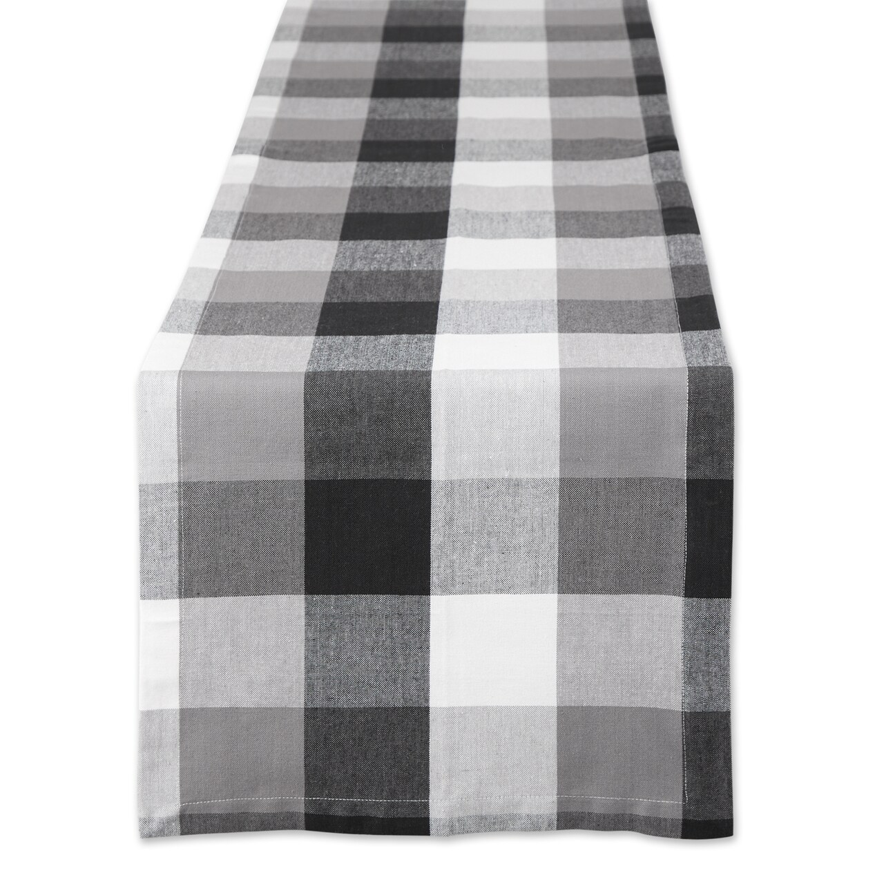 Contemporary Home Living Checkered Table Runner - 72" - Black and White